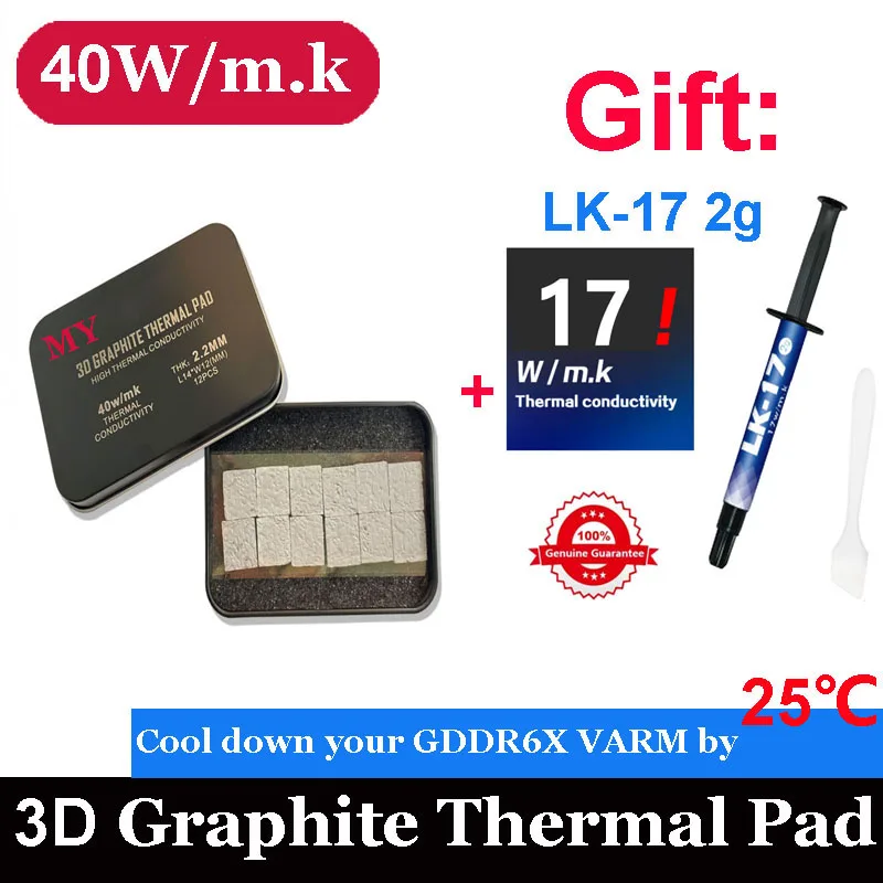 40W/MK GDDR6X VRAM Custom Thermal Pad  For 3070Ti 3080ti 3090 High Performance Graphite Thermal Pad