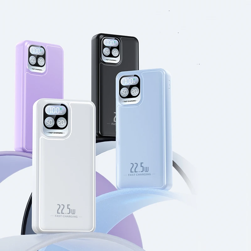 New 22.5w Fast Charging  20000mah Power Bank Phone Battery charger Digital Display Portable Thin PD USB-C Power Banks For iPhone