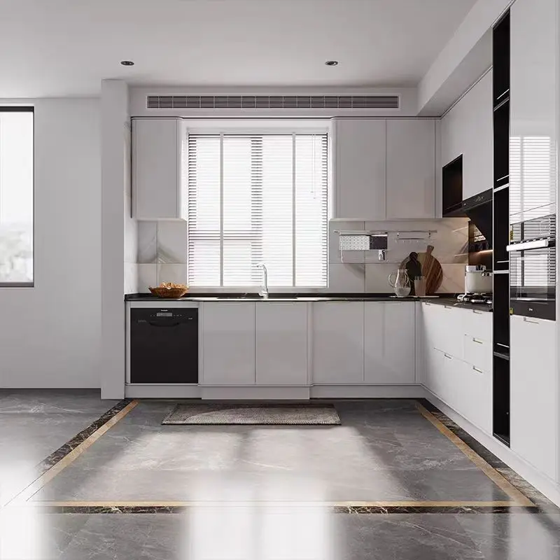 Free 3D drawing high end quality project  high gloss UV  simple  modern small kitchen design