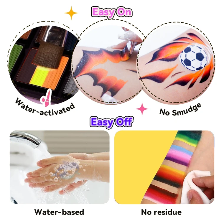 The Most Popular Fast Shipping Face Painting Designs Face Abstract Paintings Glow in the Dark UV Neon Face Paint UV Glow Black