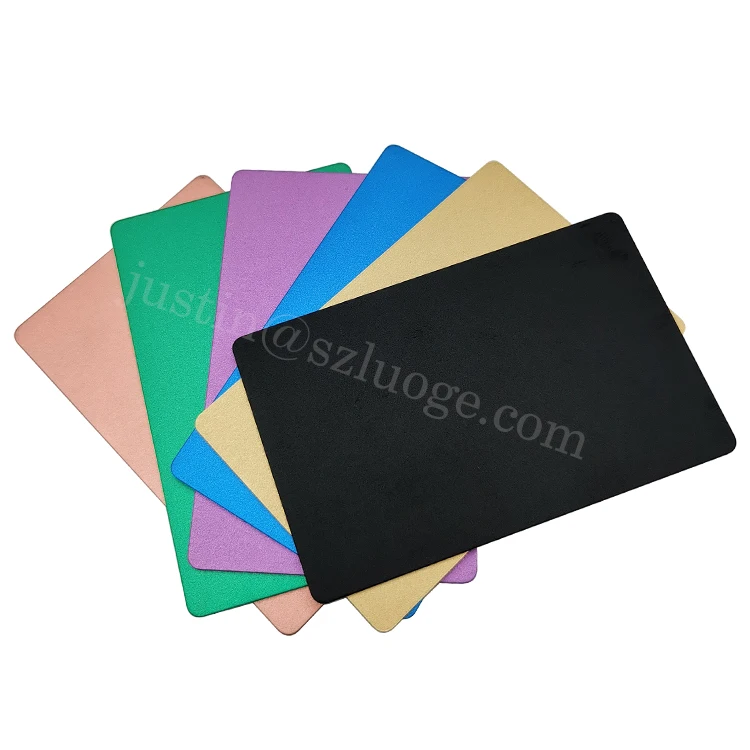 Custom Anodized Matte Blank Metal Credit Cards for Laser Engraving Business Gift Sandblasting Aluminum Visiting Cards