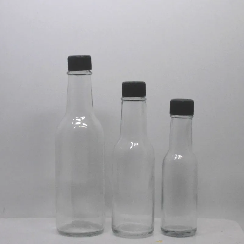 Low MOQ  100ml 150ml 200ml Bulk glass chili sauce bottle with plastic lid