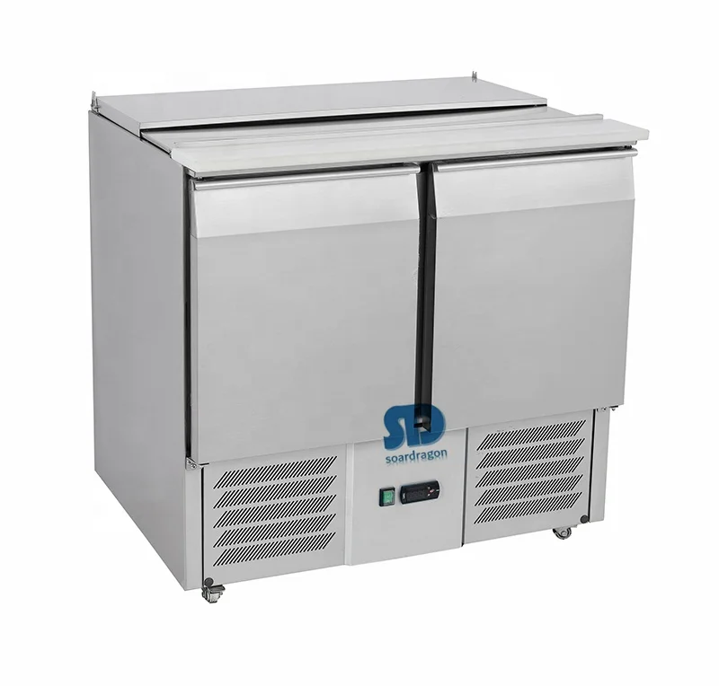 Soardragon Black Granite Top Salad Refrigerator Salad Prep Work Counter Marble top Pizza Refrigerated Worktable