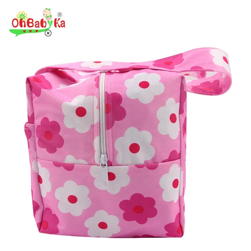 Ohbabyka PUL waterproof nappy wet bag pocket mommy bag washable reusable cloth diaper bag for baby
