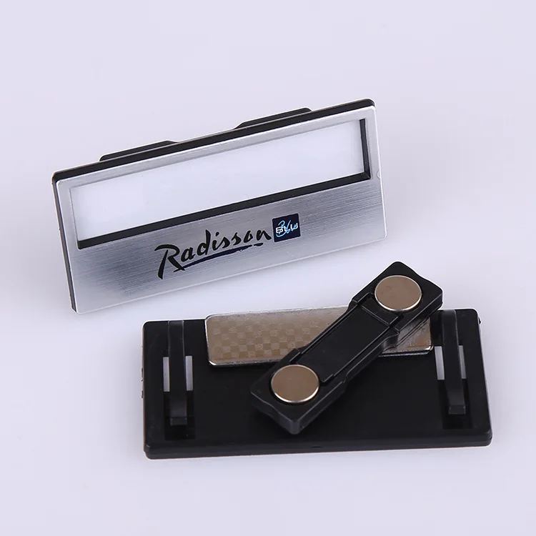 blank metal gold rectangle magnetic name badge nameplate name sign for company