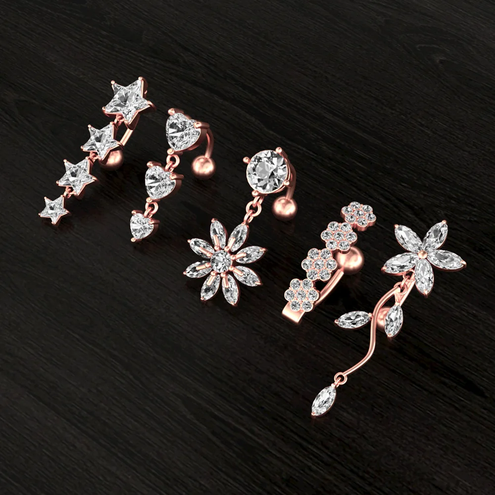 Medical Stainless Steel  Belly Navel Piercing Shambhala Czech Crystal Belly Navel Ring