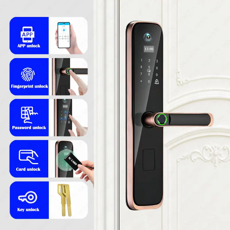 Two-way Voice Intercom Digital Smart Lock Tuya Wifi Remote App Unlock Electronic Door Lock Fingerprint Key Password Smart Lock