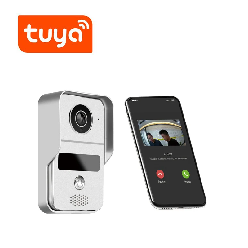 Tuya wifi IP video door intercom system alexa with Google home support unlock night vision and 7 inch touch indoor monitor