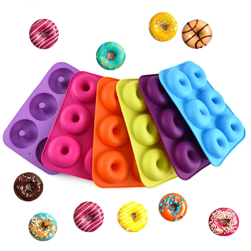 High Quality Donut Silicone Mold Easy To Clean Plain Donuts Tray Silicone 6-Cavity Molds Silicone Donut Baking Pan