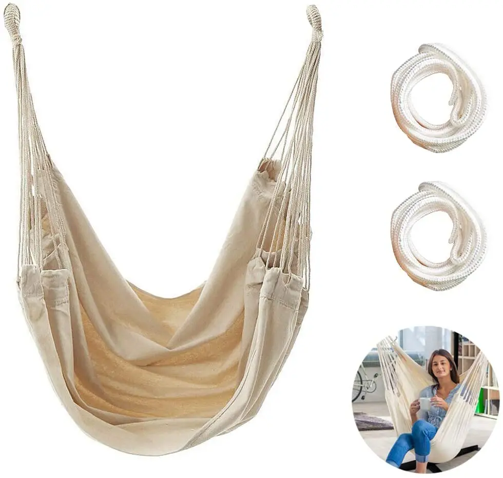 Dropshipping Outdoor Nature Wood White Cotton Hammock