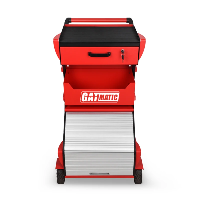 GATmatic Rolling Tool Chest Metal Drawer Roller Door Design Workshops Garage Maintenance Tool Trolley Wood Material Cabinet