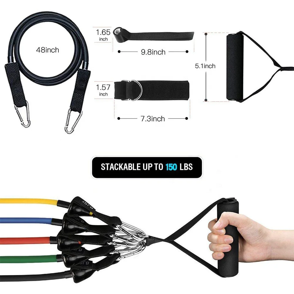 Тренировочные трубки, 11 шт., эластичные трубчатые ленты, Аксессуары для бодибилдинга