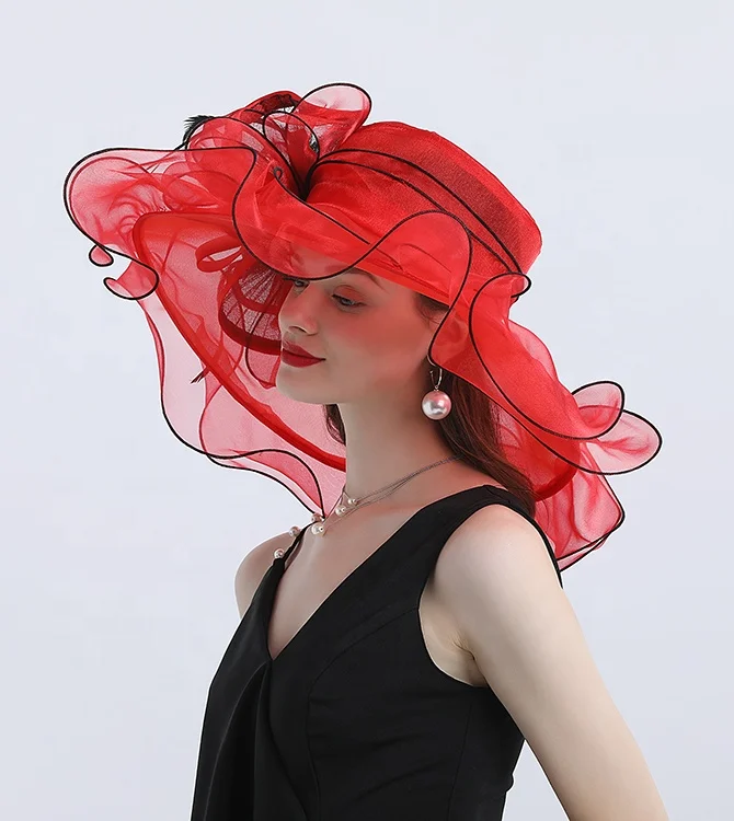 2022 Decoration new design pretty female Kentucky derby church hats organza party hats horse racing hats