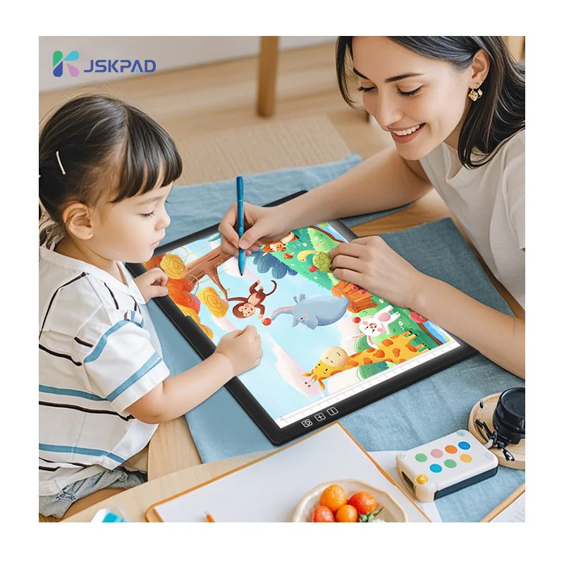 Rechargeable ultra-thin  A4 battery Drawing board led tracing light pad kids toys with clip and stand