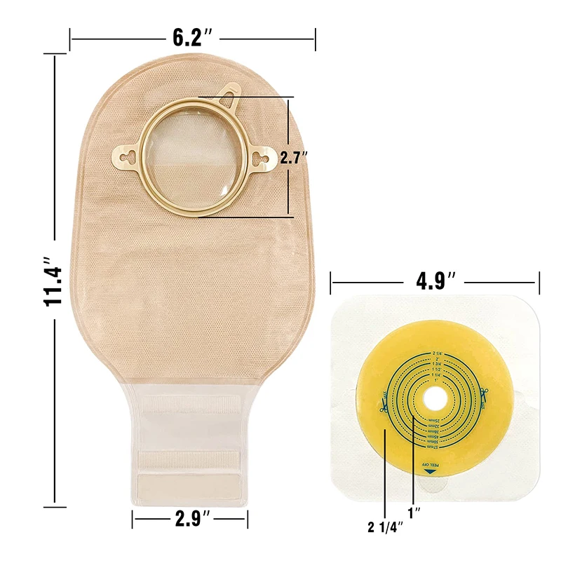 Carbou Two-piece colostomy bag 57mm clear transparent u shape ostomy bag 45mm 70mm 75mm for colostomy