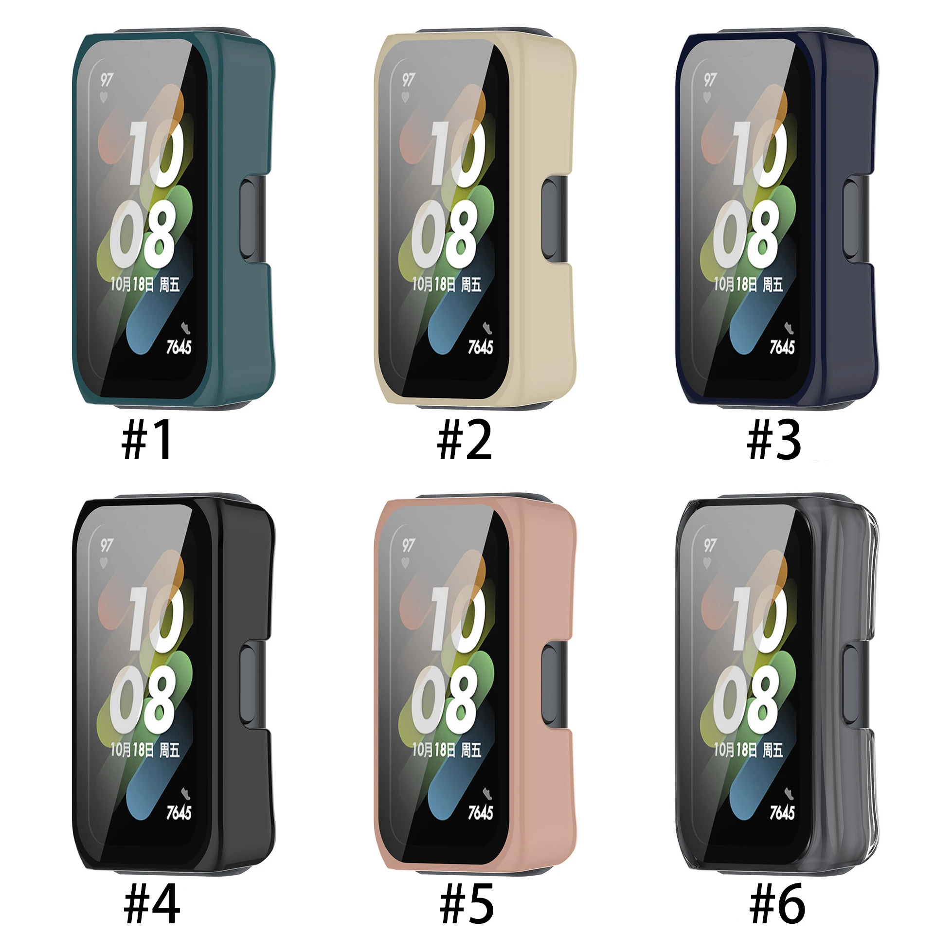 Hard PC Bumper Screen Protector Case For HUAWEI Band 7 6 Tempered Glass+Cover