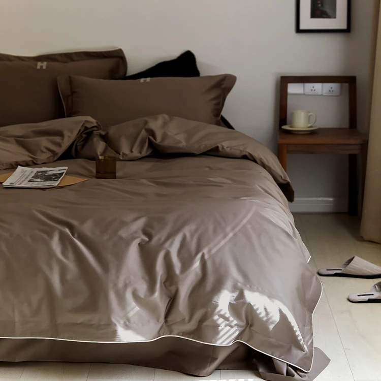 Luxury Wholesale 300 Thread Count Percale Twin Queen King Size Bed Linen Sheet Set 100% Organic Cotton Bedding Set
