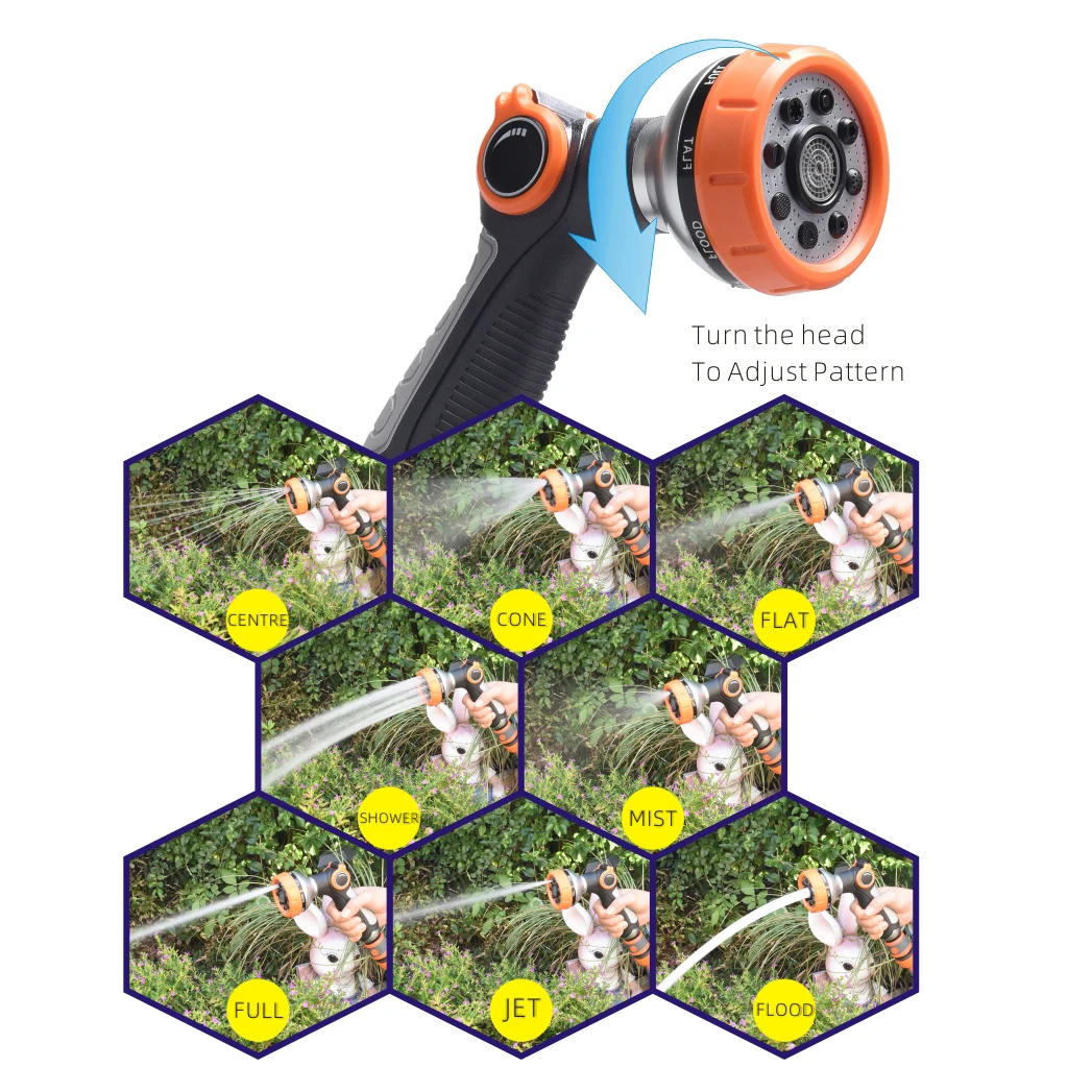 multi function garden spray nozzle with thumb valve for garden water