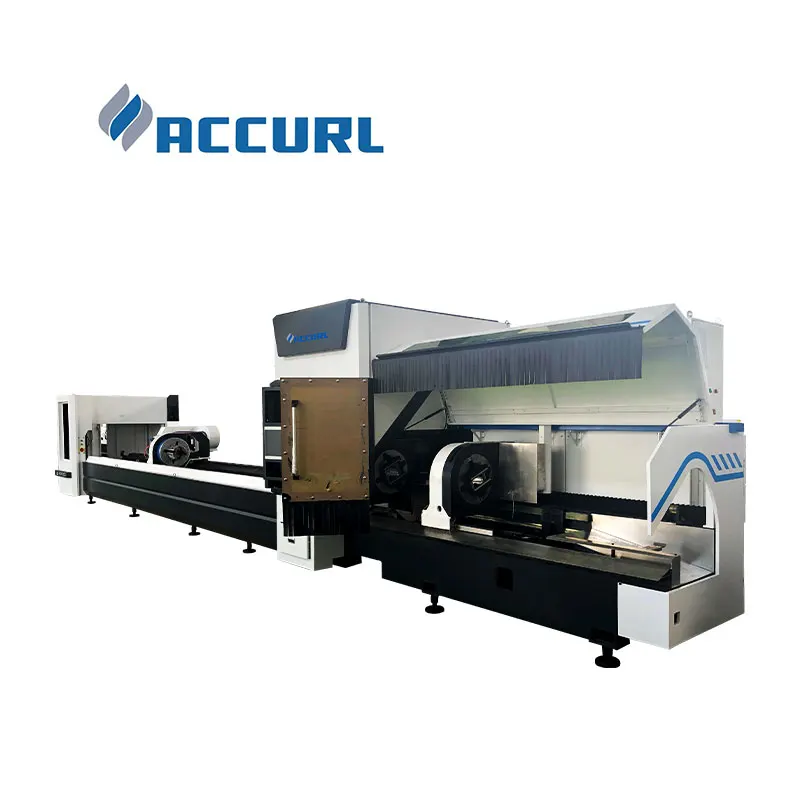 Accurl Energy Saving 3015 tube pipe fiber laser cutting machine sheet metal with cover