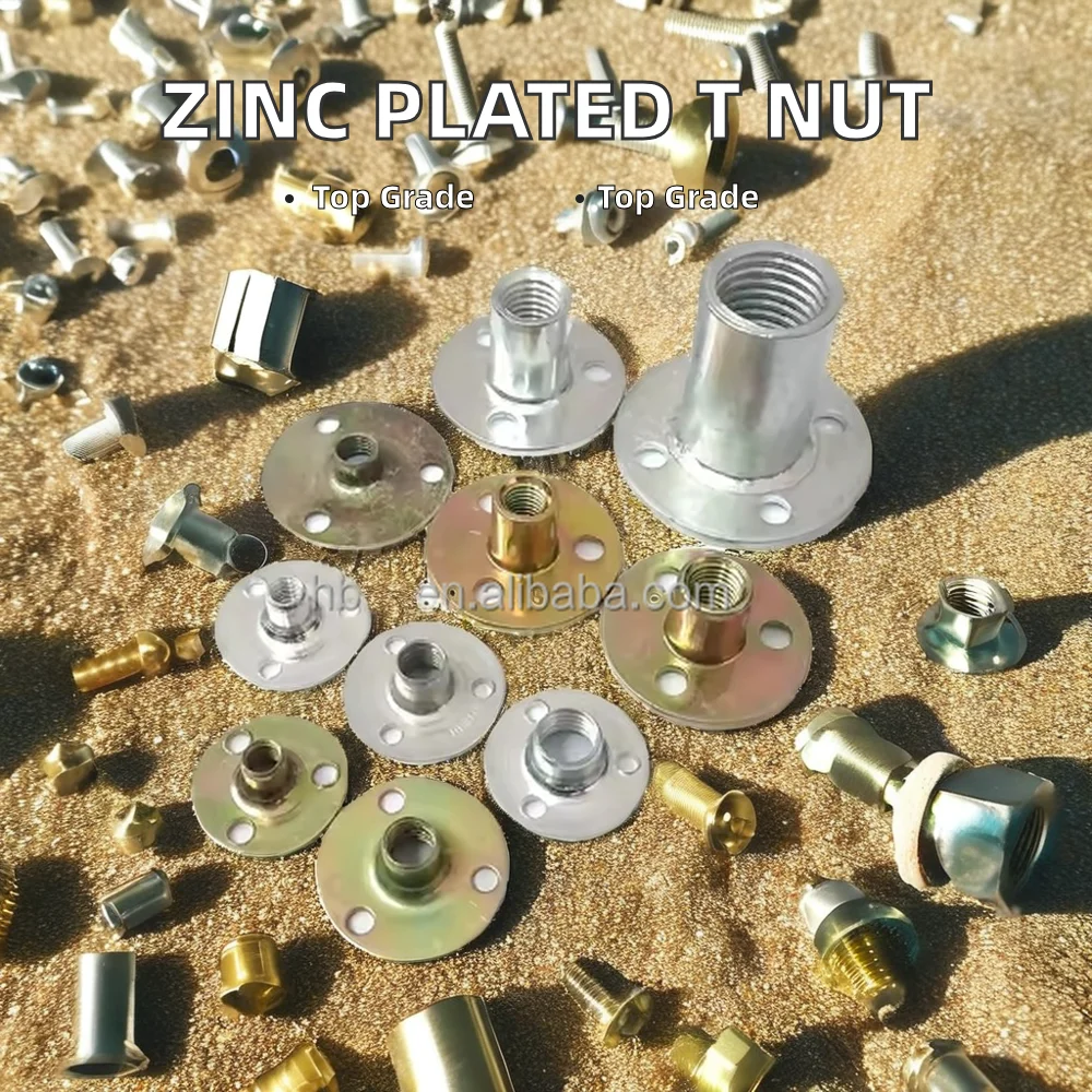 Factory Customizable Zinc Plated M14 round Base Tee Nut with Four Holes Iron and Brass round Nut Steel Material