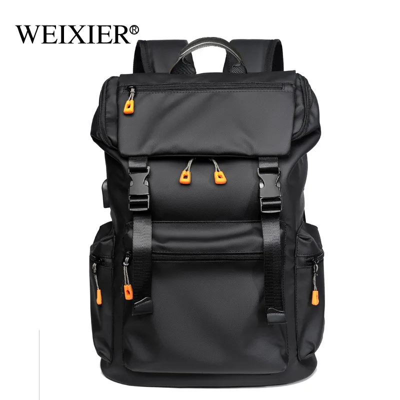 E2841 Oxford Fabric School Daily Bag Laptpp Note Book Backpack Business Travel Bag For Men Waterproof Black Double Pocket Bag