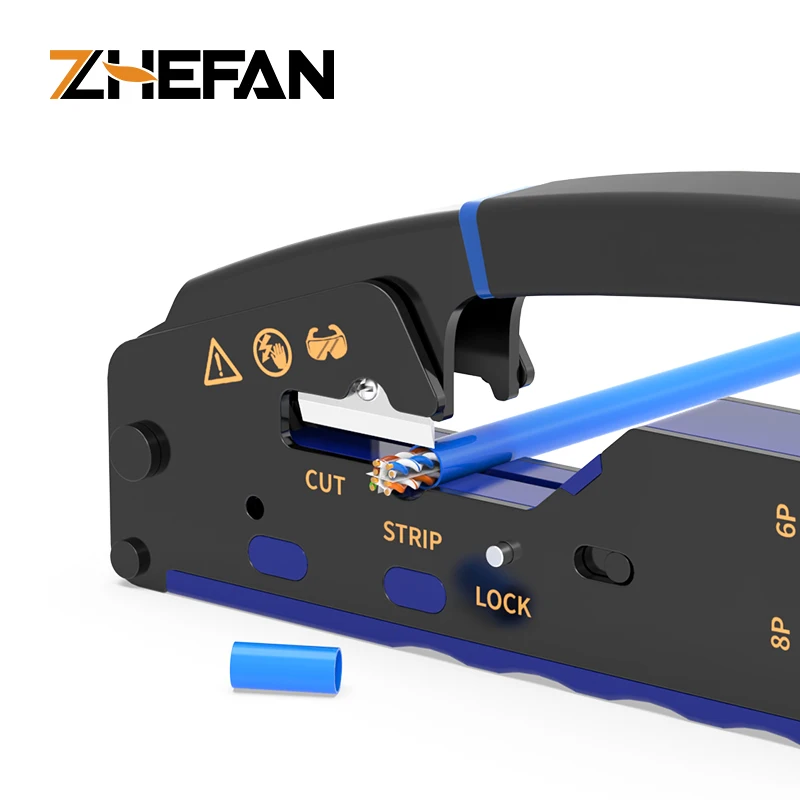 ZHEFAN Crimp Tool Pass Through Cutter for RJ45 Cat6 Cat5 RJ11 RJ12Modular Connectors All-In-One Wire Tool