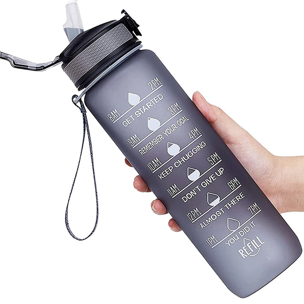 Bpa Free Petg Large 1 Gallon/128oz Motivational Gym Water Bottle With Time Marker Straw