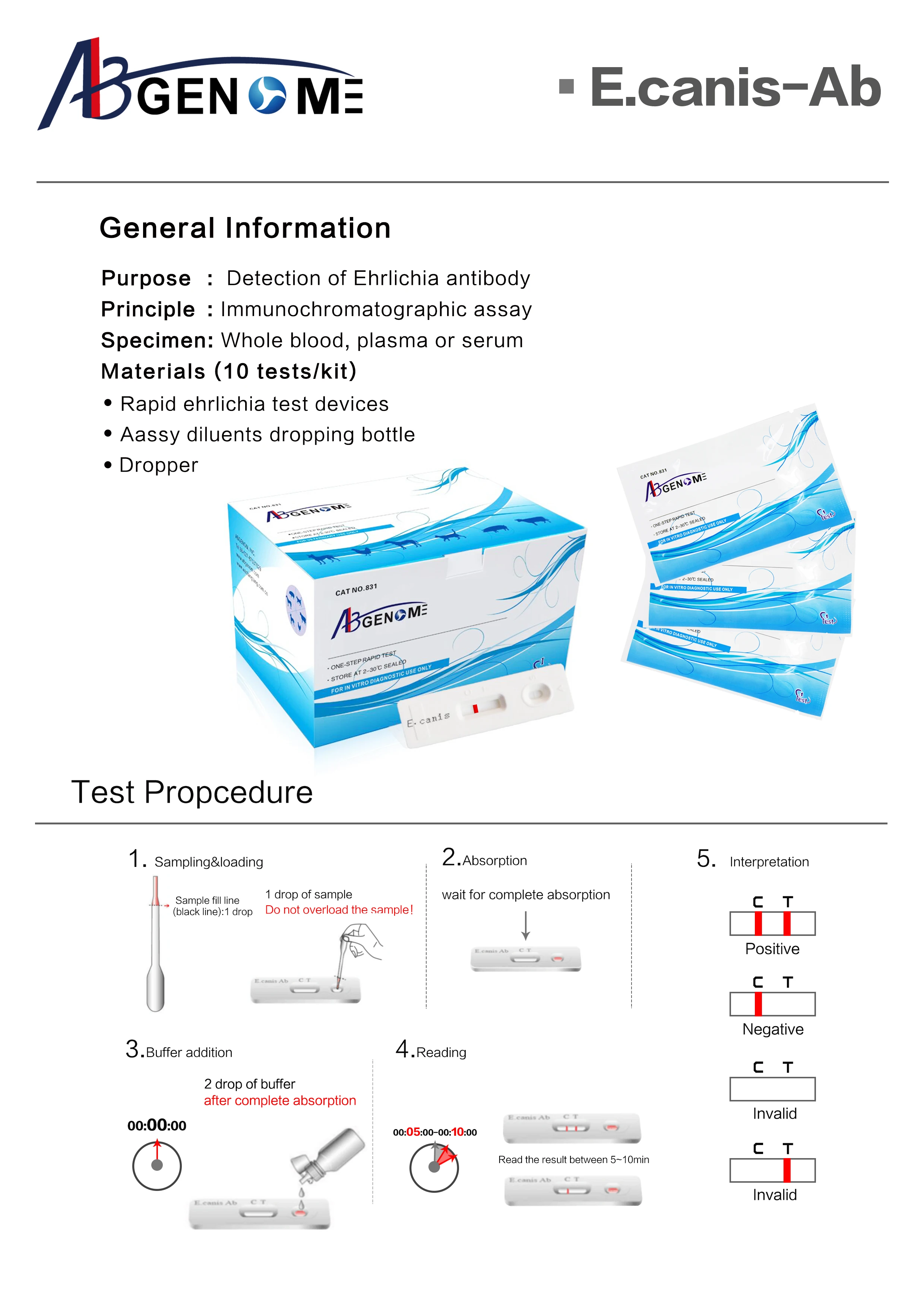 Diagnostic Feline Heartworm Ag Rapid Test for cat FHW  test