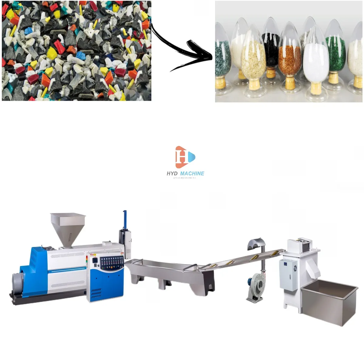 200-300kg/h pe recycle extruder plastic pp/pe granulation machine