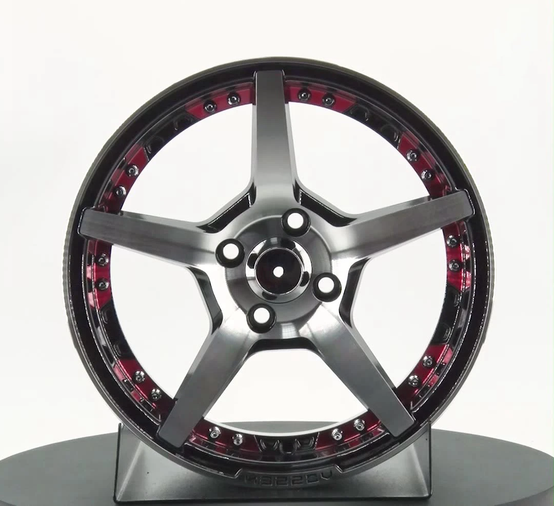 536 Milled Lip 15 Inch Gloss Black Alloy Wheels Rims With Chrome Rivets