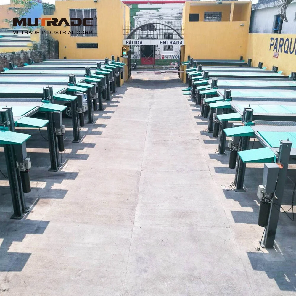 Four Column Hydraulic 4 Post Bridge car lift ramps  vertical smart parking lift car stacker