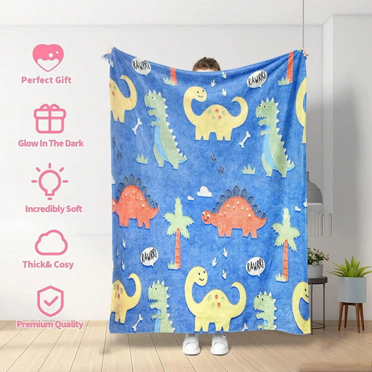 factory directly sell  Luminous Fleece Toddler blanket glow in the dark blanket for Kids Birthday Christmas