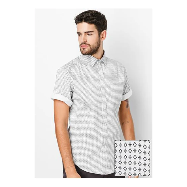 Одежда аксессуары одежда с узором 100% хлопок новый дизайн повседневная мужская рубашка принтом на пуговицах и коротким