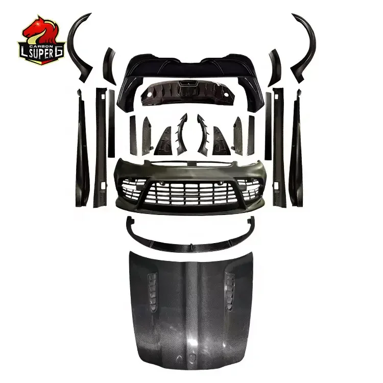 9Y0 Turbo Style body kit for Porsche Cayenne facelift car bumpers with Wheel Eyebrow Side Skirts