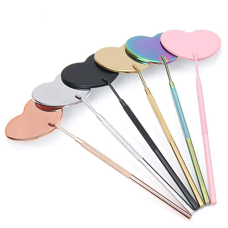 Wholesale Heart Shaped Handle Makeup Mirror Eyelash Extensions Kits Makeup Accessories Premade Fans