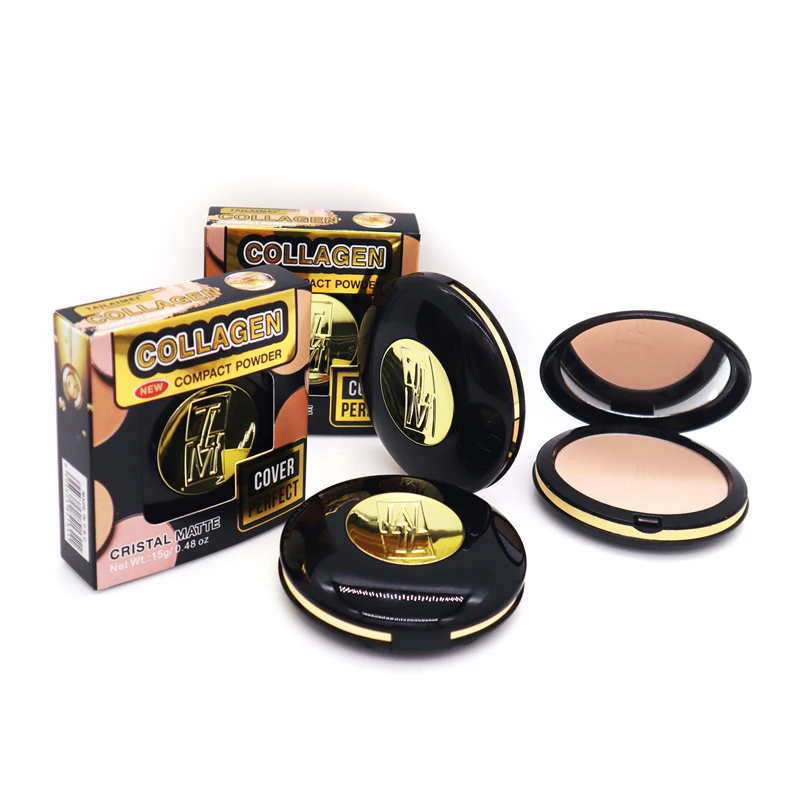 TLM Makeup Powder Suppliers 2 Colors Collagen Compact Powder Case Matte Pigment Mica Powder Long Lasting Flawless Pressed Powder