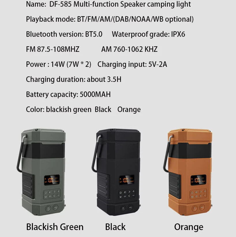 2022 new product Emergency Weather broaast radio Camping light camping light Usb Sd Rechargeable Antenna Fm Radio