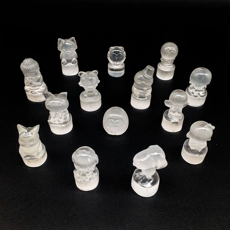 Wholesale Natural Mix factory price selenite dragon skull hand caved selenite animals crystal crafts for decoration and sale