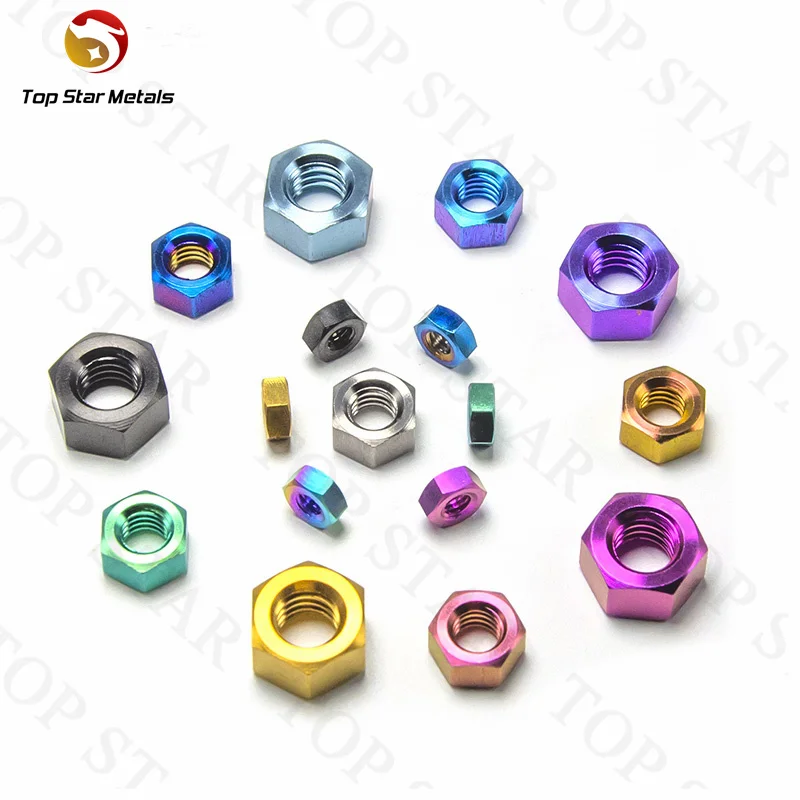 TITST M4 M5 M6 M8 M10 M12 M14 Titanium Flange Nuts Din6923 Ti6Al4V Alloy For Bicycle Bike Motorcycle Car Rear Axle Spacer Nut