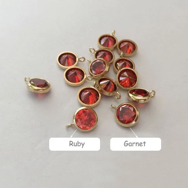 Wholesale Non Tarnish Simple design 4mm 6mm 14K gold filled 12 Birthstone lucky charms