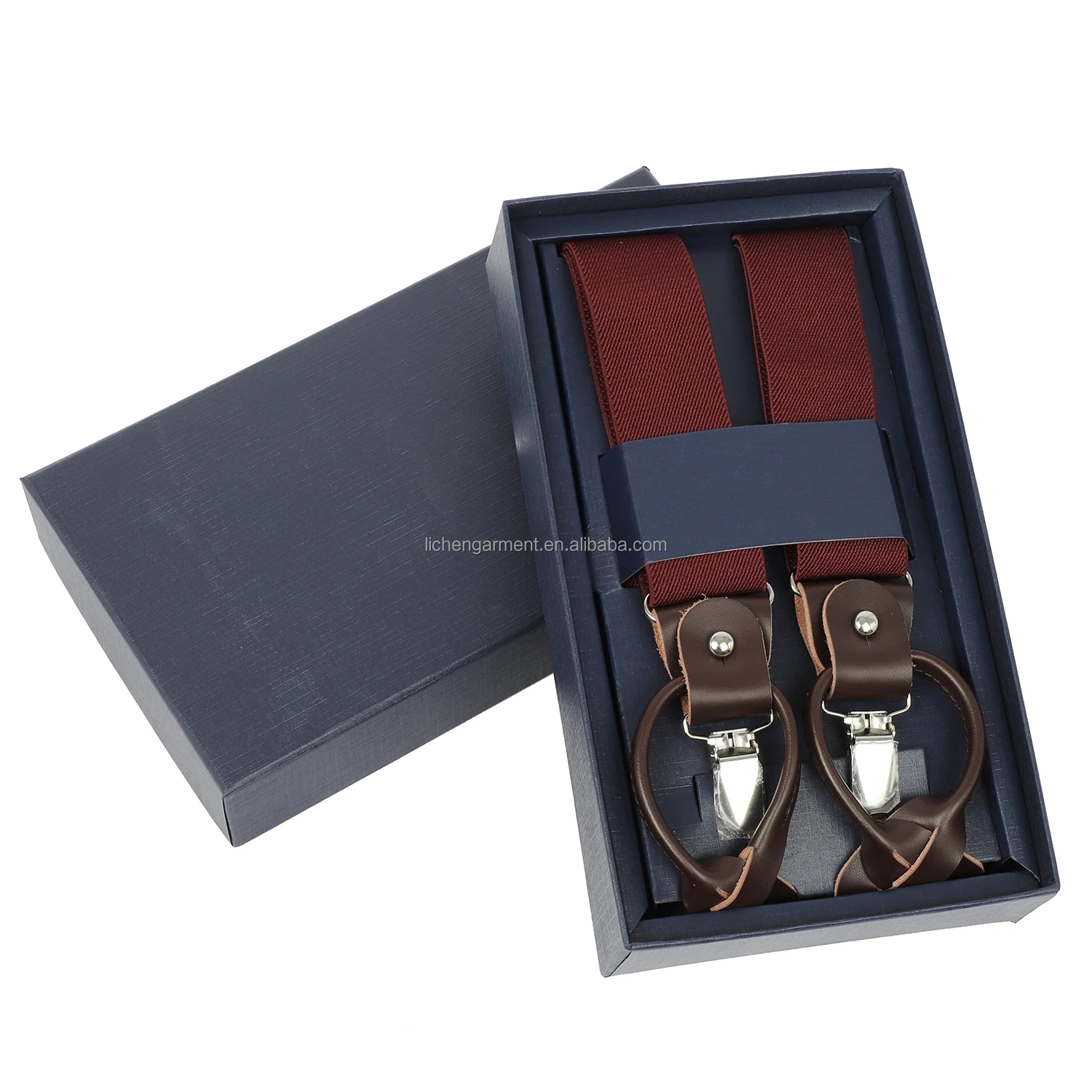 Luxury Custom Logo Silk Fabric Suspenders Solid Color Y Back Braces 3 Clips Gift Box Adjustable Suspenders for Men