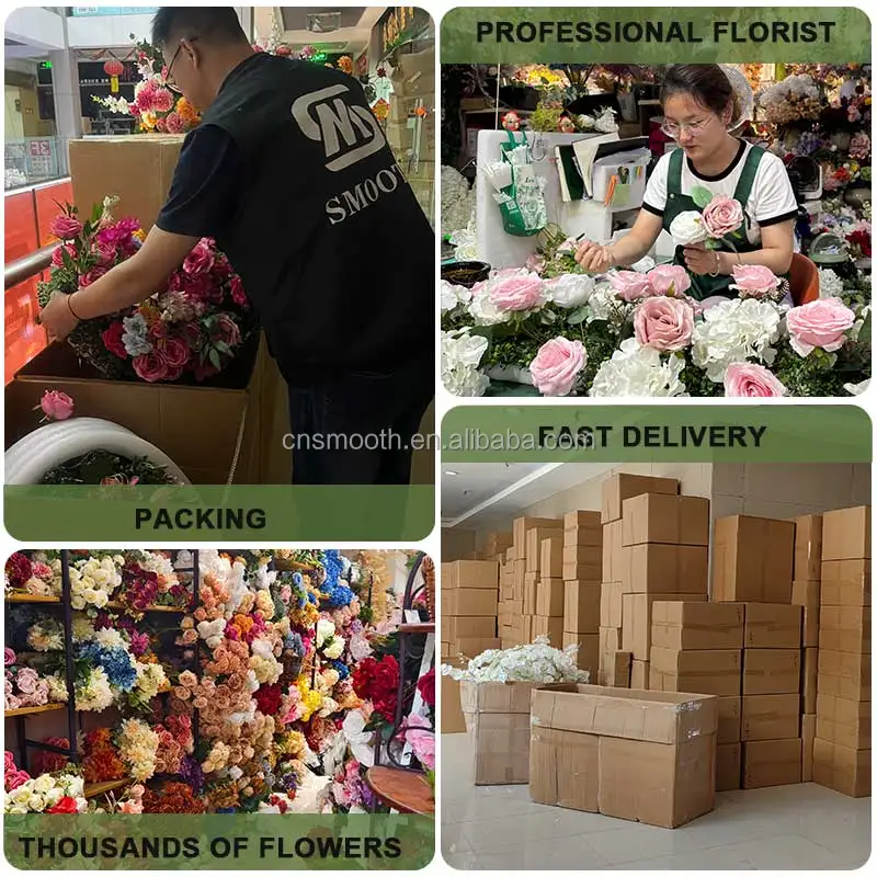 SMOOTH Forest 5D Artificial Purple Flower Arrangement Floor Flower Runner for Wedding Party Background Decoration