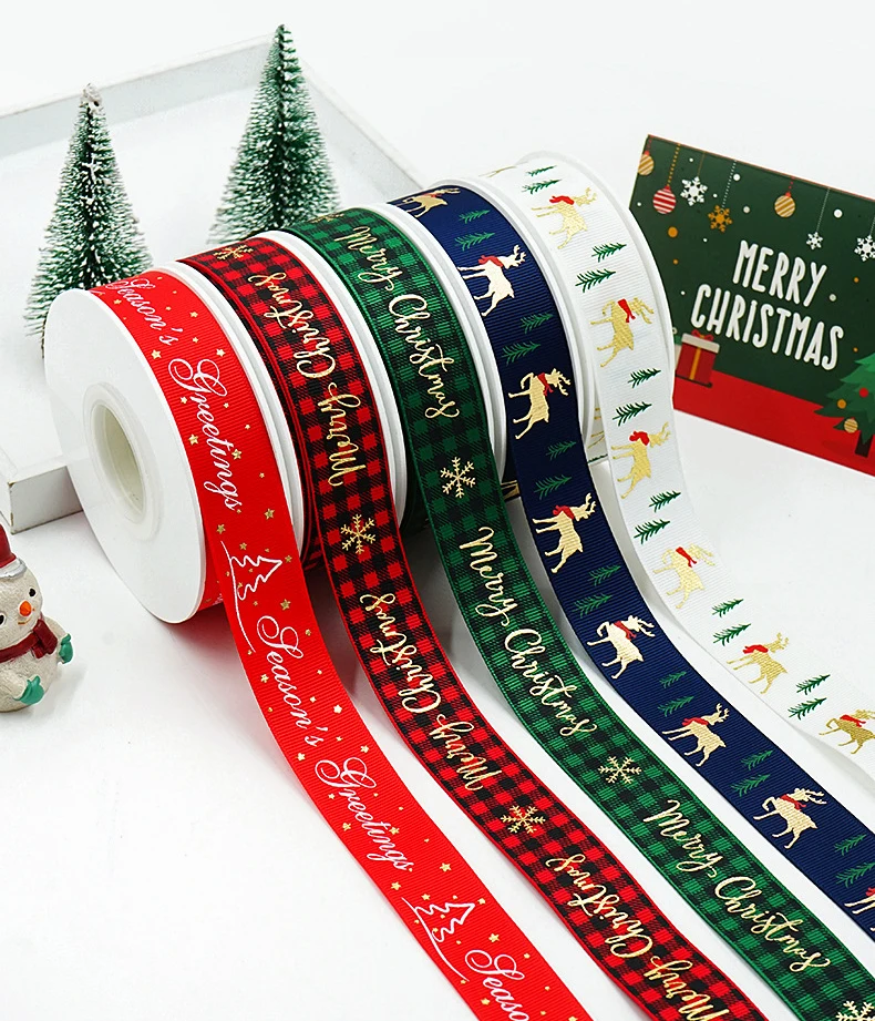 Gordon Ribbons Personalized Ribbon Christmas Ribbon With Gold Foil Printed  Custom Logo  For Holiday Gift  Decoration