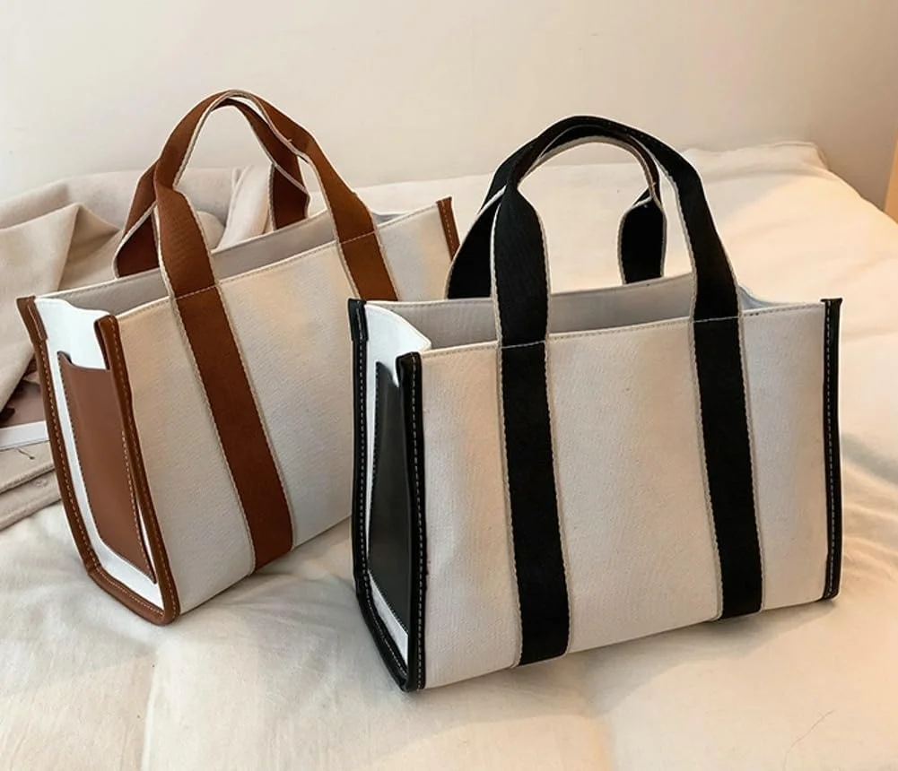 Custom Tote Bag for Women Crossbody Canvas Casual Handbag Hobo Work Satchel Bag Wide Shoulder Strap Trendy With logo