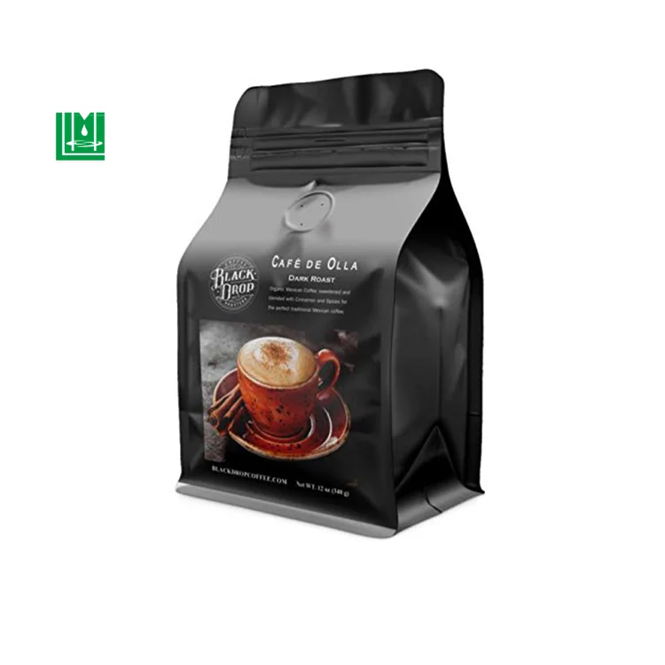 Custom 1 pound coffee packaging bags 1lb with degassing valve and ziplock