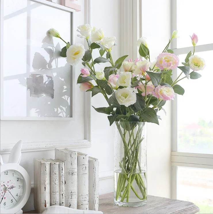 Faux Eustoma Grandiflorum Table Flower Silk Artificial Flowers Bouquet For Home Wedding Decor