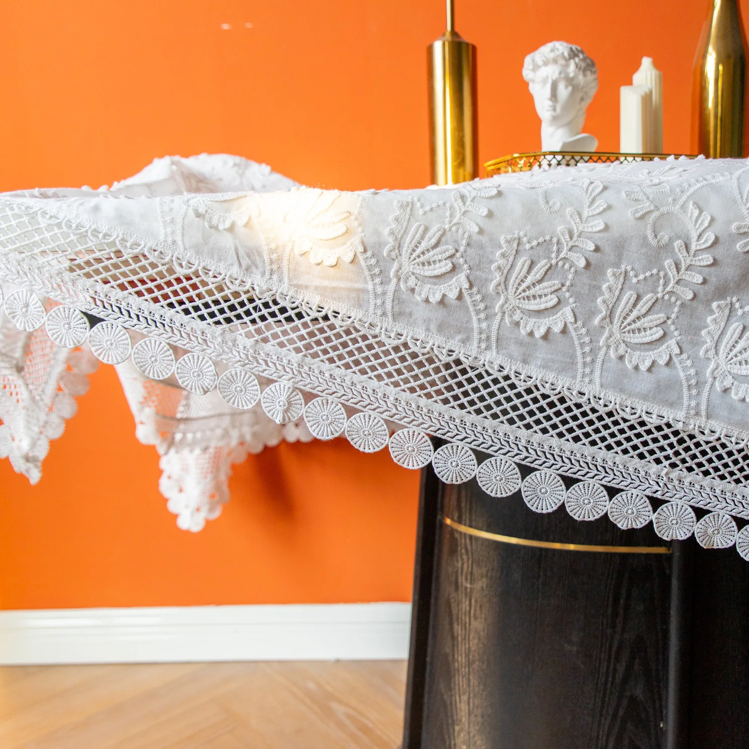 cotton  embroider hemstitch tablecloths for table  TA063