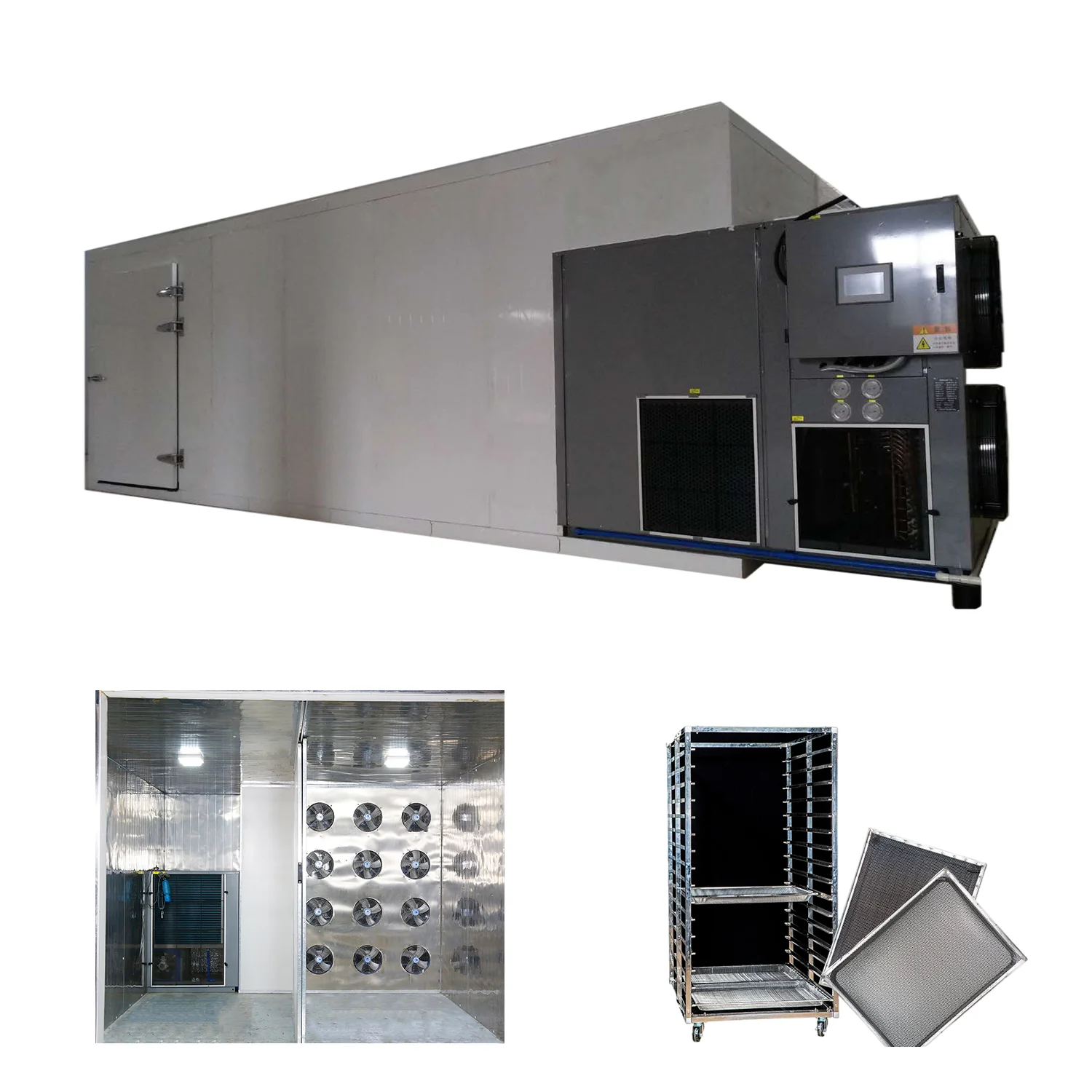Fully automatic Okra dryer Machine with 680*280*220cm size chamber can hold 384 trays