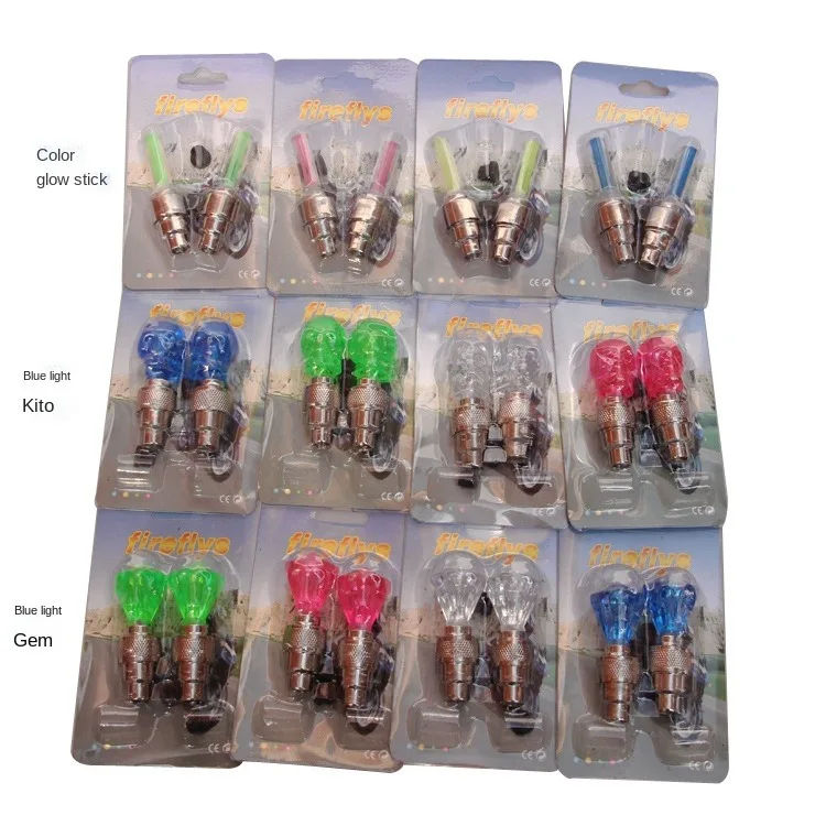 Bicycle valve lamp gem ghost head air nozzle lamp colorful wind fire wheel riding lamp riding equipment for bicycle light