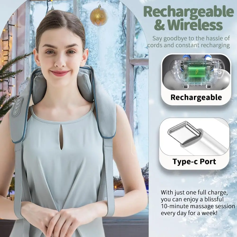 5D Pinch Neck Shoulder & Back Massager with Heating for Leg Waist & Head Relaxation Application
